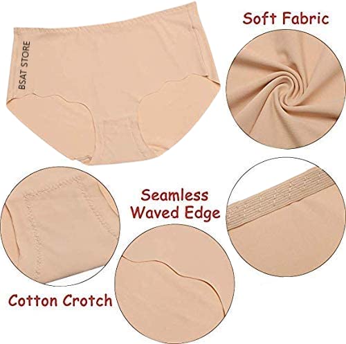 Women's Ice Silk Blend Invisible Lines No Show Hipster Panty (Pack of 3) (Multicolor, S)