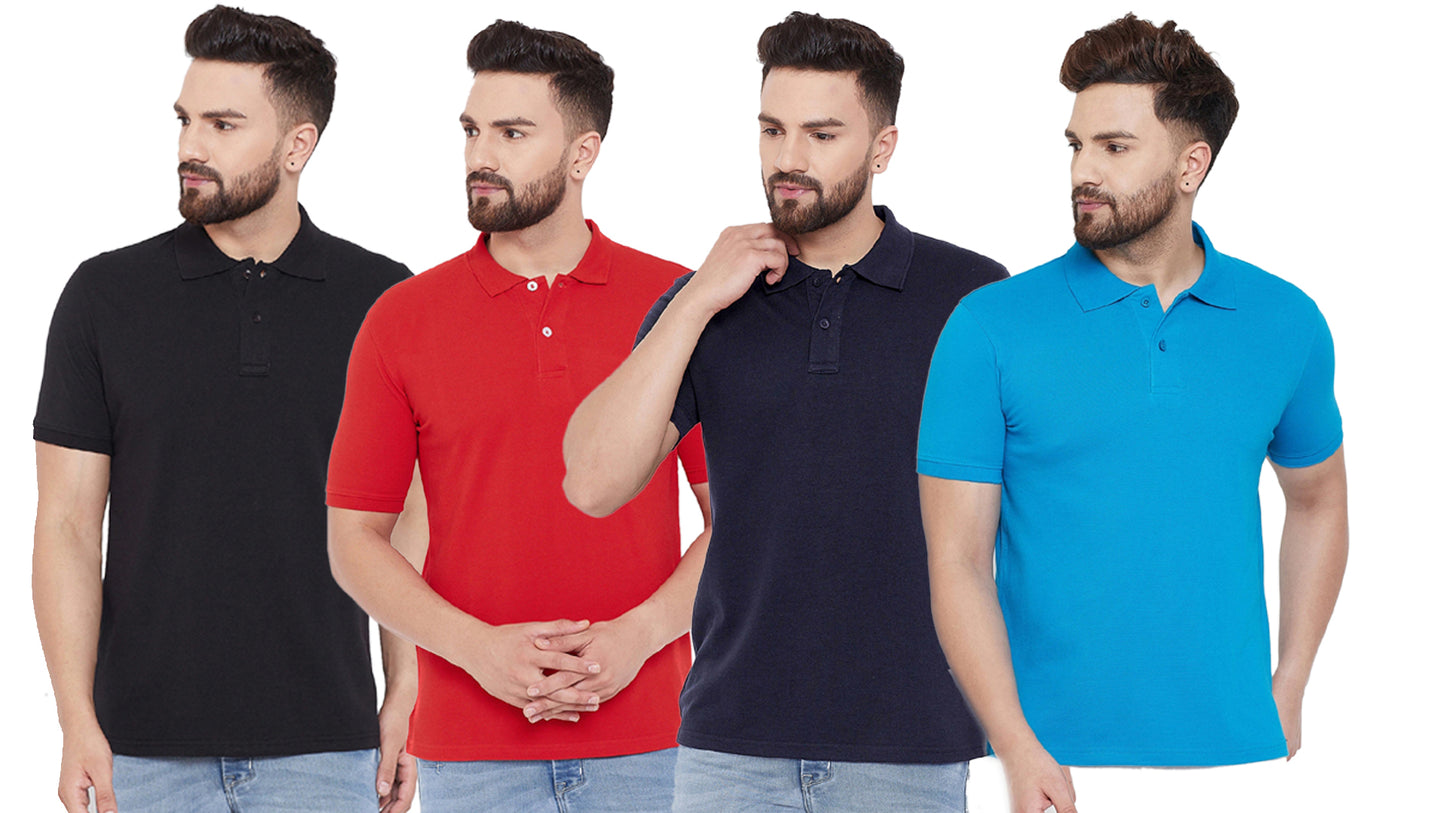 Ketex Cotton Blend Half Sleeves Polo Tshirt (Pack of 4)