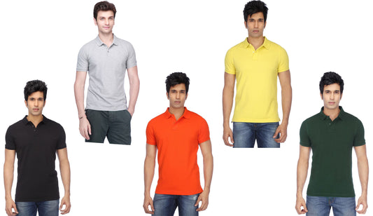 Ketex Cotton Blend Half Sleeves Polo Tshirt (Pack of 5)