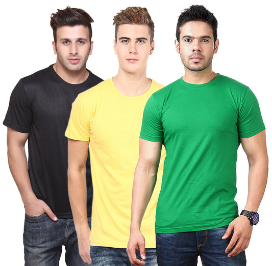 Ketex Round Neck Men's Polyester Blend Dri Fit T-Shirts (Pack of 3)