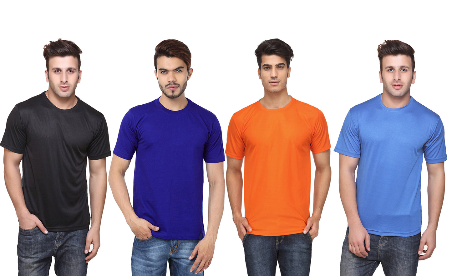 Ketex Polyester Dri-Fit Half Sleeves Round Neck T-Shirt ( Pack of 4 )