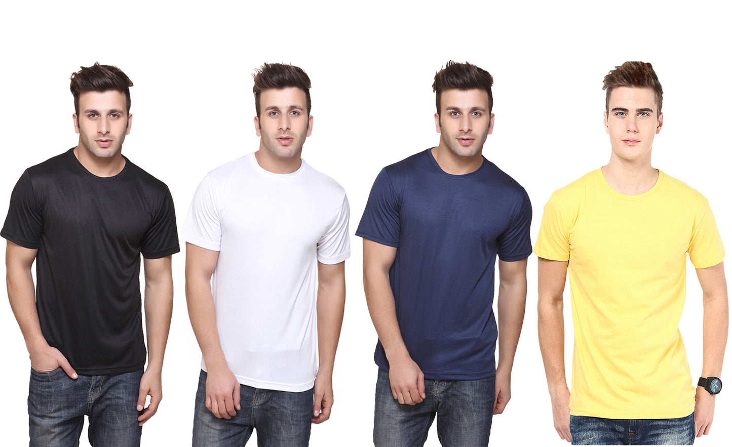 Ketex Polyester Dri-Fit Half Sleeves Round Neck T-Shirt ( Pack of 4 )