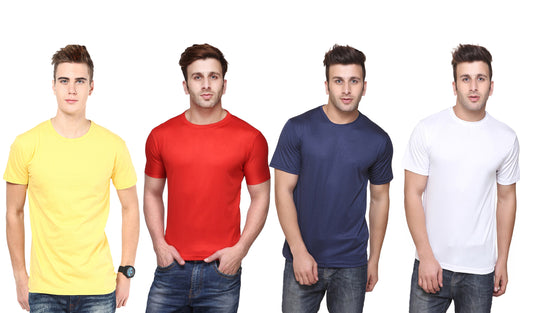 Ketex Polyester Dri-Fit Half Sleeves Round Neck T-Shirt ( Pack of 4 )