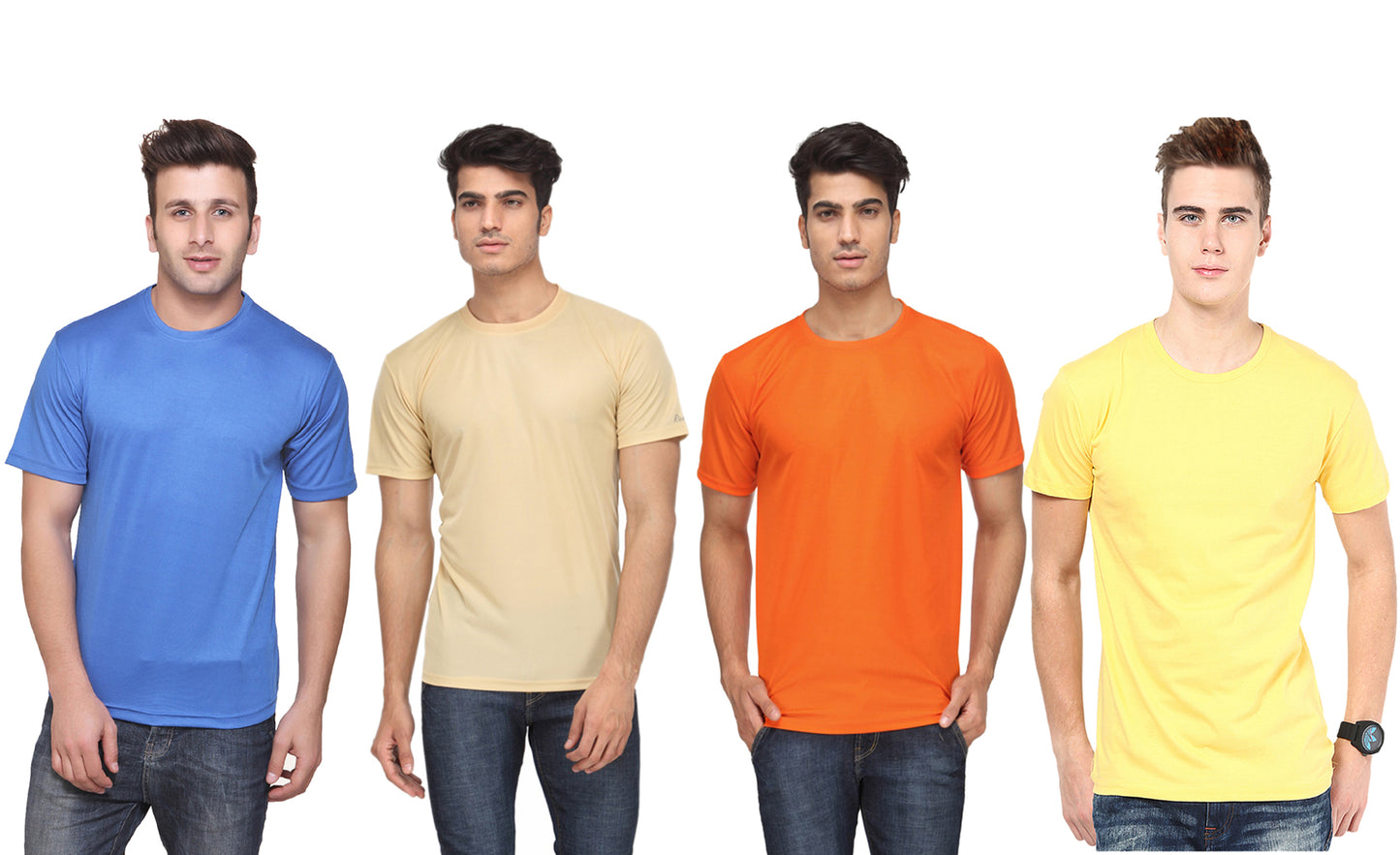 Ketex Polyester Dri-Fit Half Sleeves Round Neck T-Shirt ( Pack of 4 )