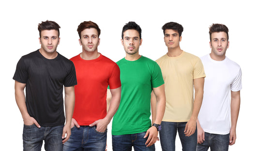 Ketex Polyester Dri-Fit Half Sleeves Round Neck T-Shirt ( Pack of 4 )