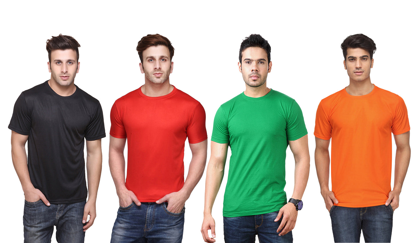 Ketex Polyester Dri-Fit Half Sleeves Round Neck T-Shirt ( Pack of 4 )