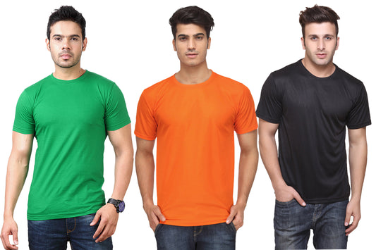 Ketex Round Neck Men's Polyester Blend Dri Fit T-Shirts (Pack of 3)