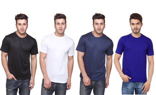 Ketex Polyester Dri-Fit Half Sleeves Round Neck T-Shirt ( Pack of 4 )
