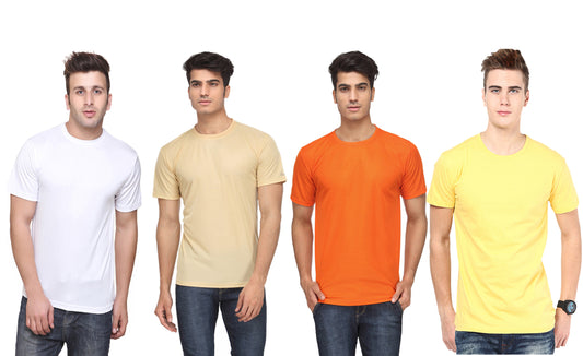 Ketex Polyester Dri-Fit Half Sleeves Round Neck T-Shirt ( Pack of 4 )