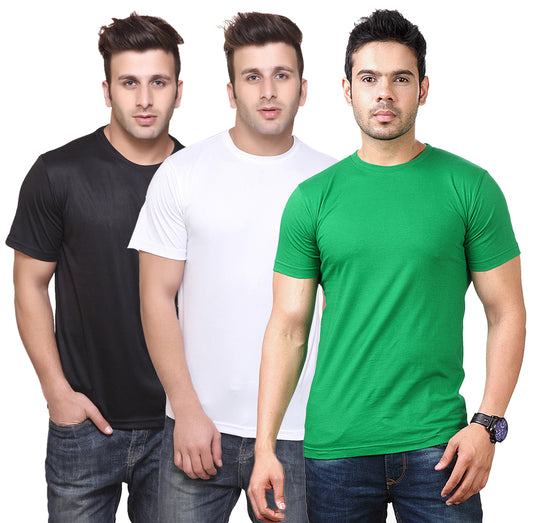 Ketex Round Neck Men's Polyester Blend Dri Fit T-Shirts (Pack of 3)
