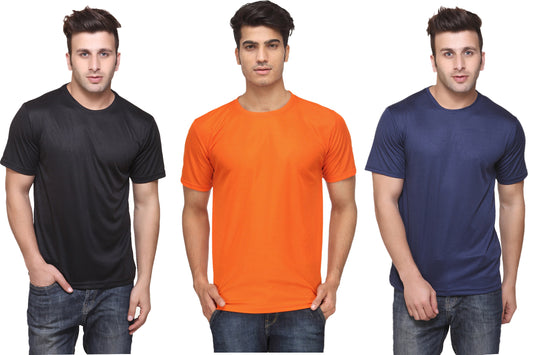 Ketex Round Neck Men's Polyester Blend Dri Fit T-Shirts (Pack of 3)