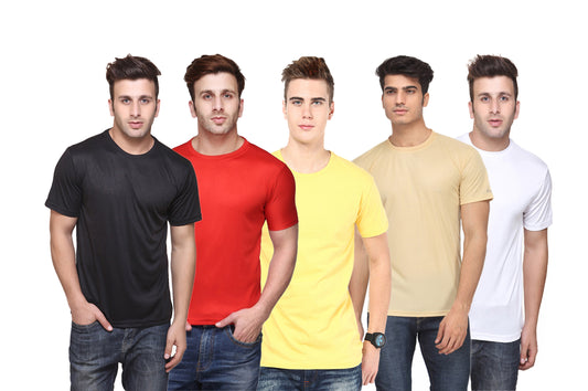 Ketex Polyester Dri-Fit Half Sleeves Round Neck T-Shirt ( Pack of 4 )